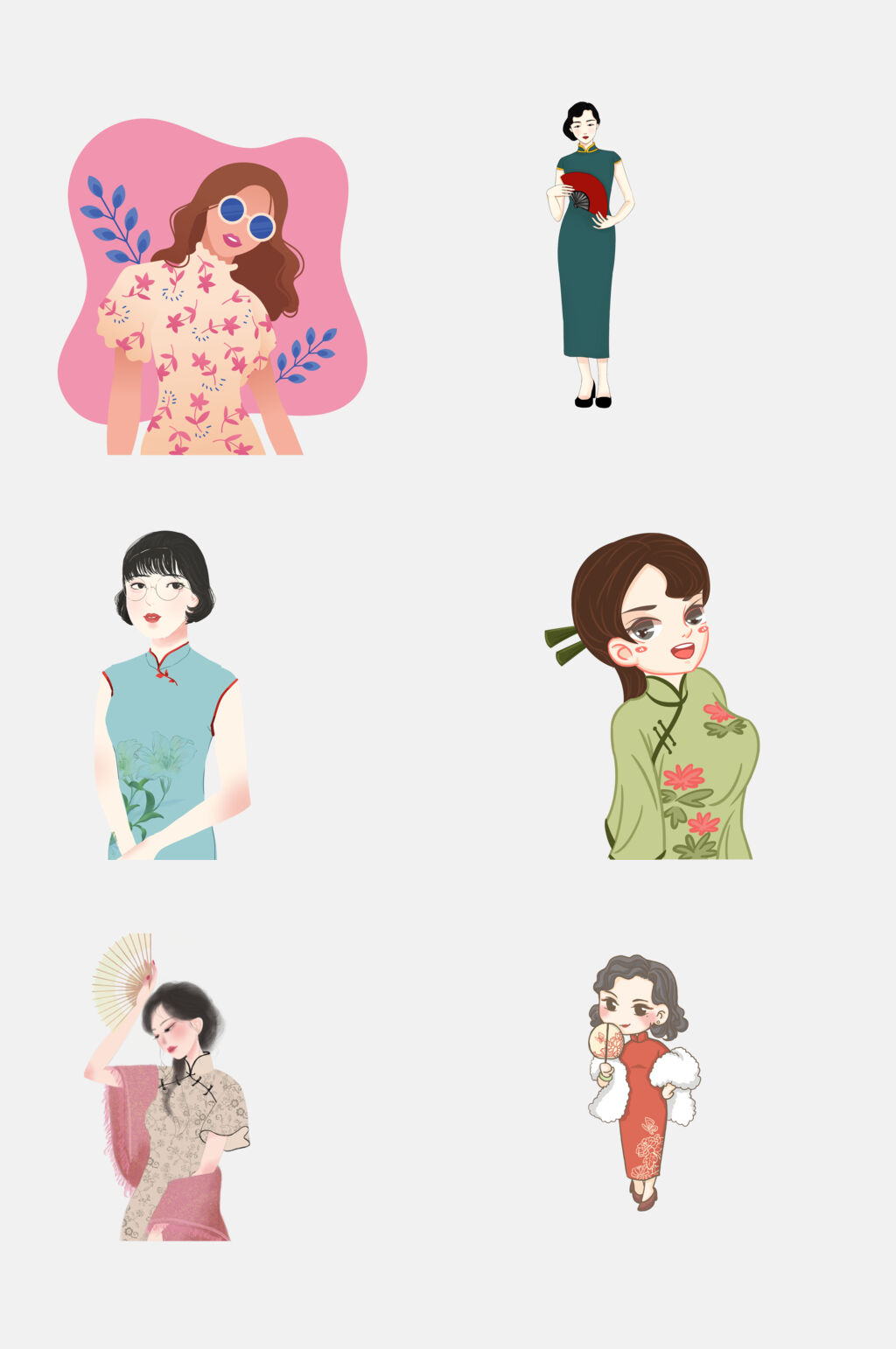 民国旗袍美女素材素材