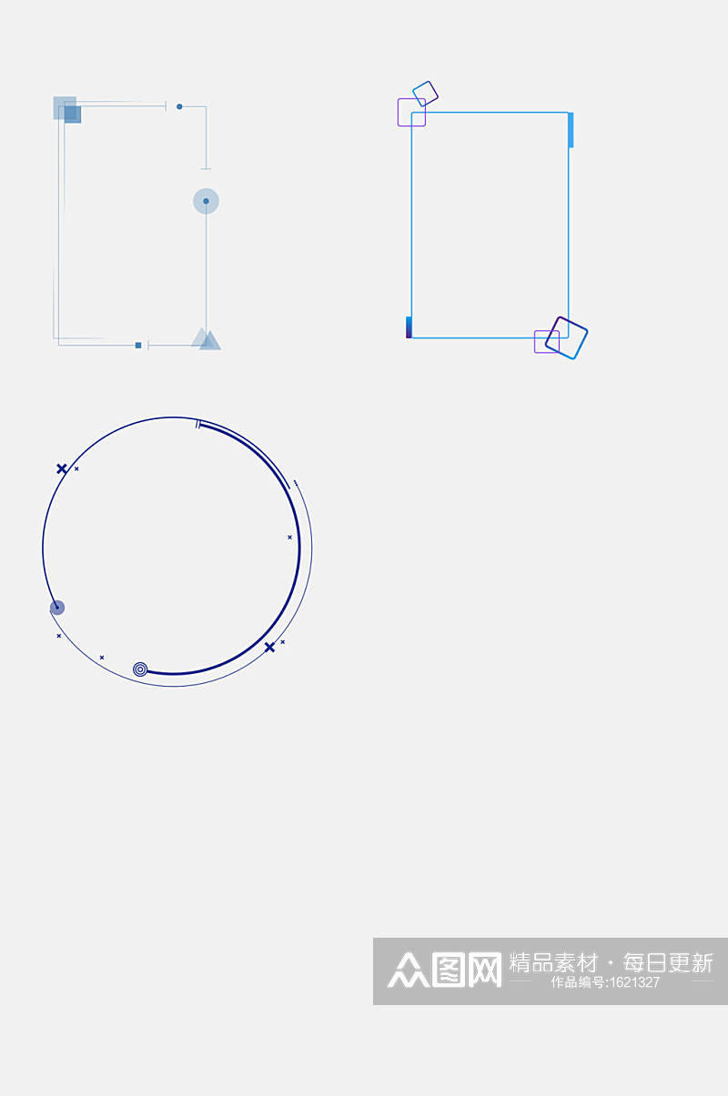 网络数码科技边框免扣元素素材