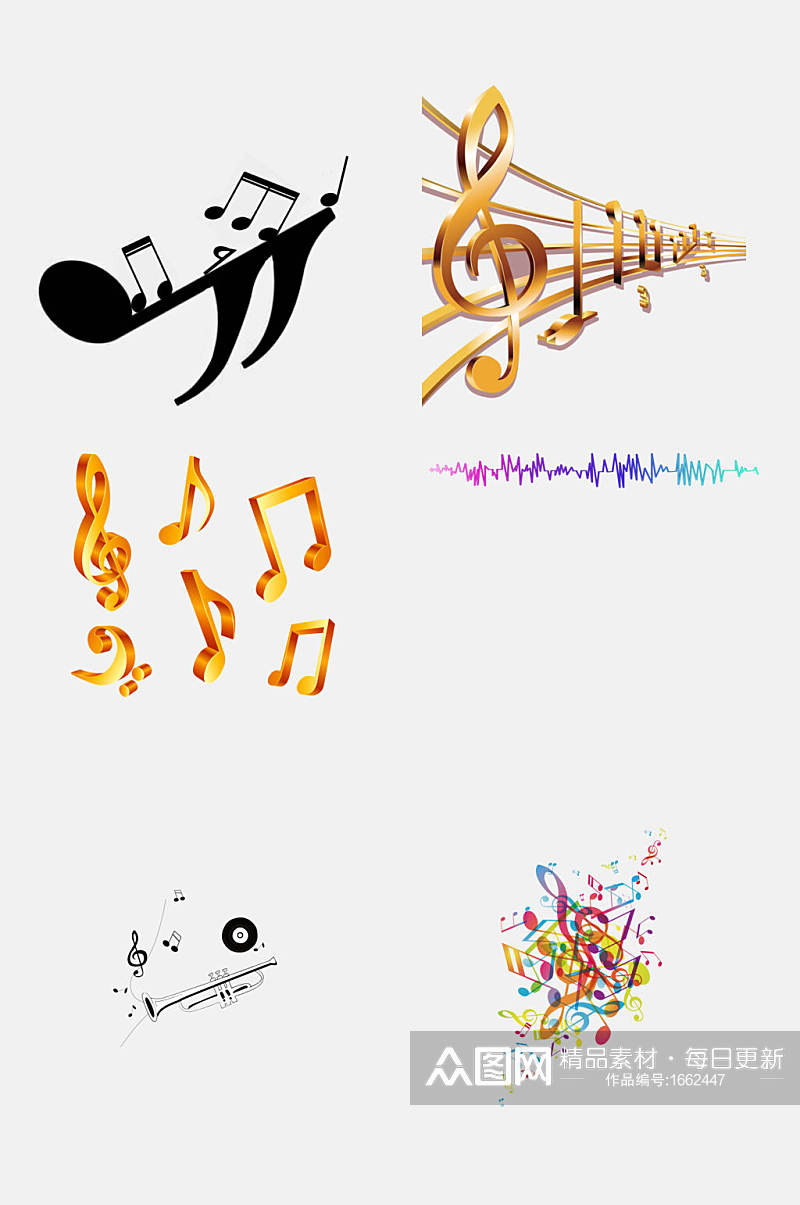 音符组合彩色音符旋律音乐设计元素4素材