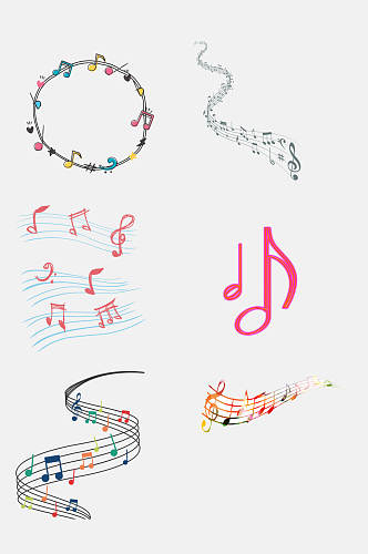 音符组合彩色音符旋律音乐设计元素