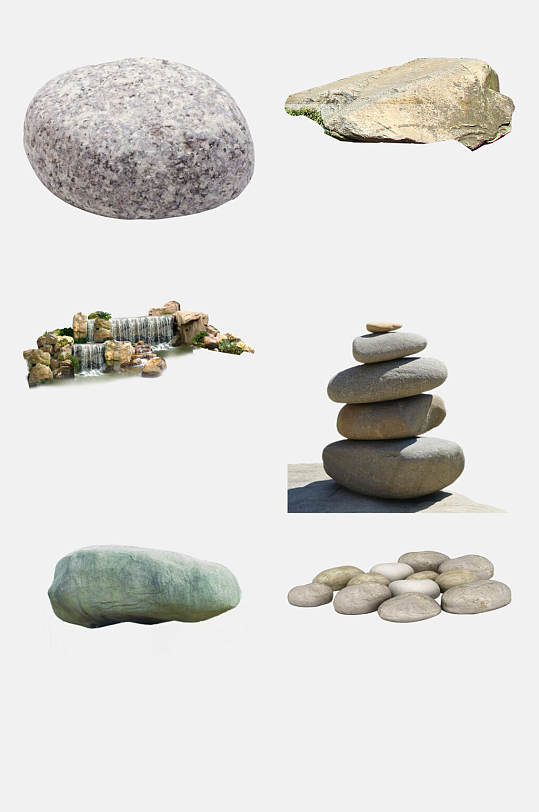 免抠元素山岩石石头鹅卵石矢量5