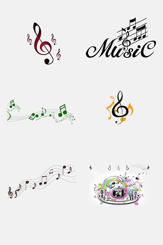 音符组合彩色音符旋律音乐设计元素3