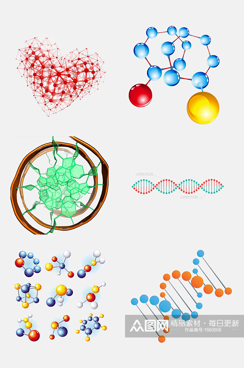 基因元素设计元素基因排列矢量图5素材