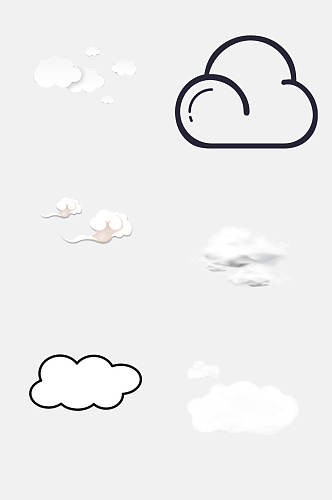 白云简笔云朵变形卡通云设计元素