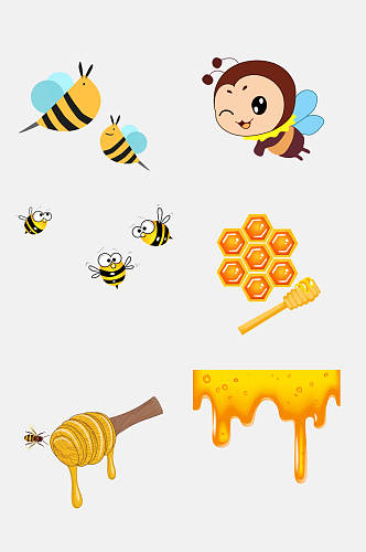 蜜蜂卡通蜜蜂蜂蜜蜂巢设计元素