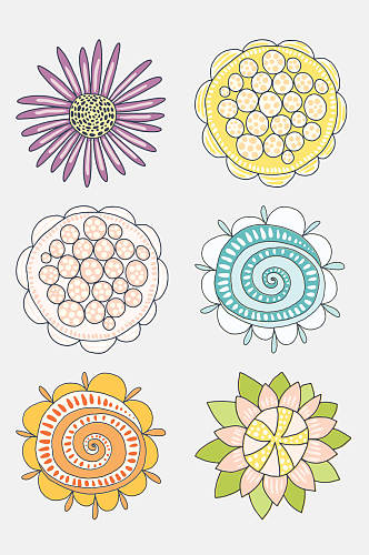 圆形太阳花手绘花卉植物元素素材