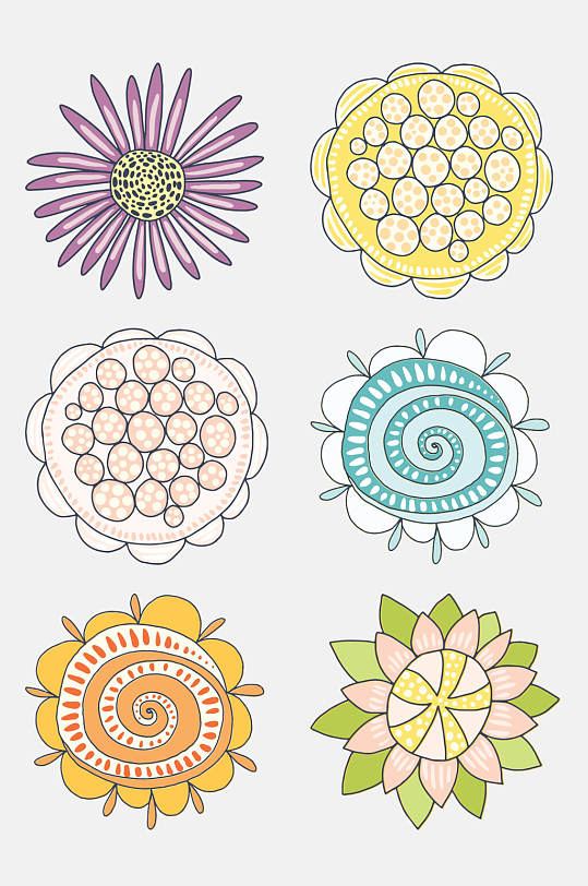 圆形太阳花手绘花卉植物元素素材