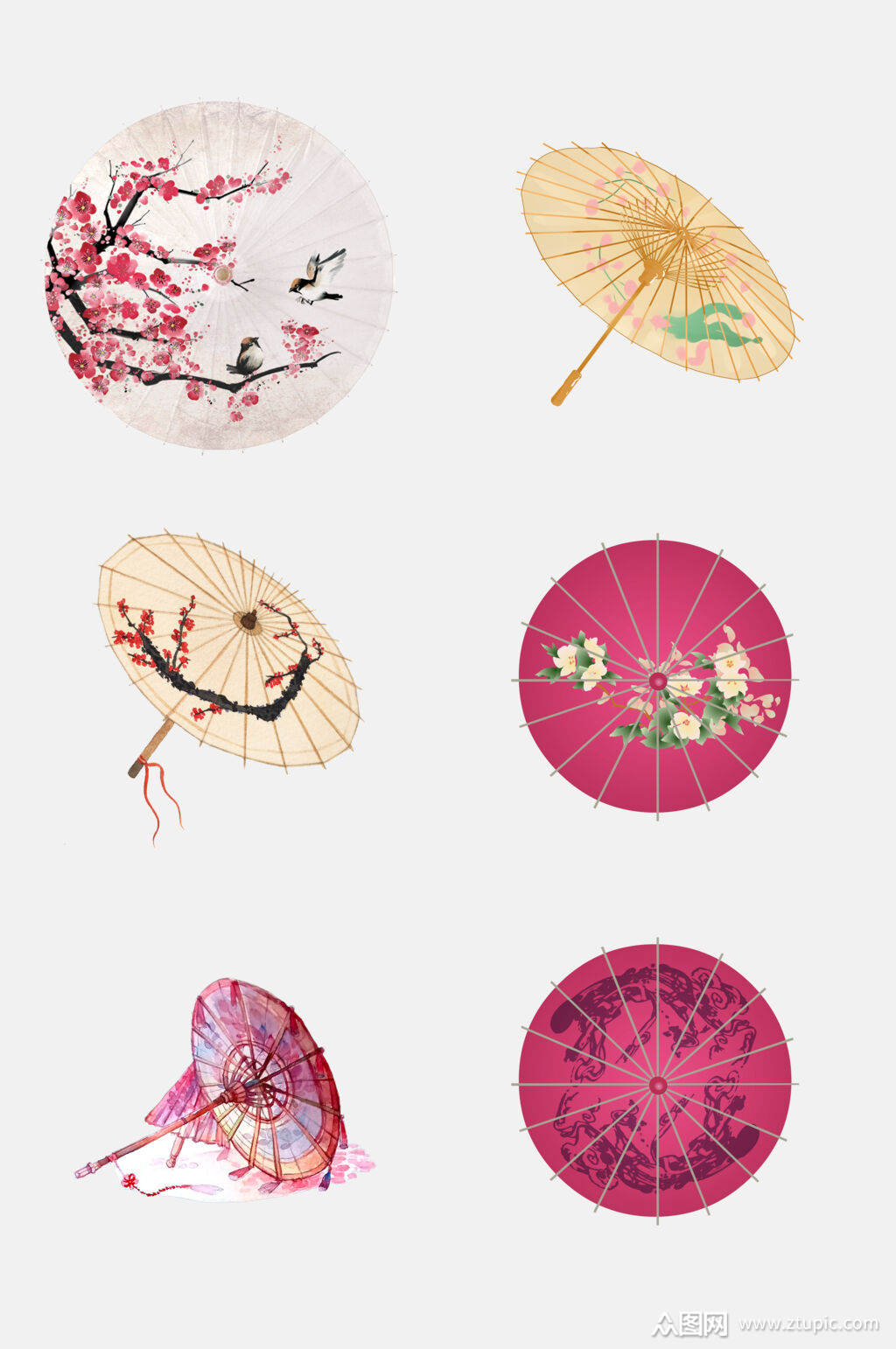 彩色油纸伞元素素材素材