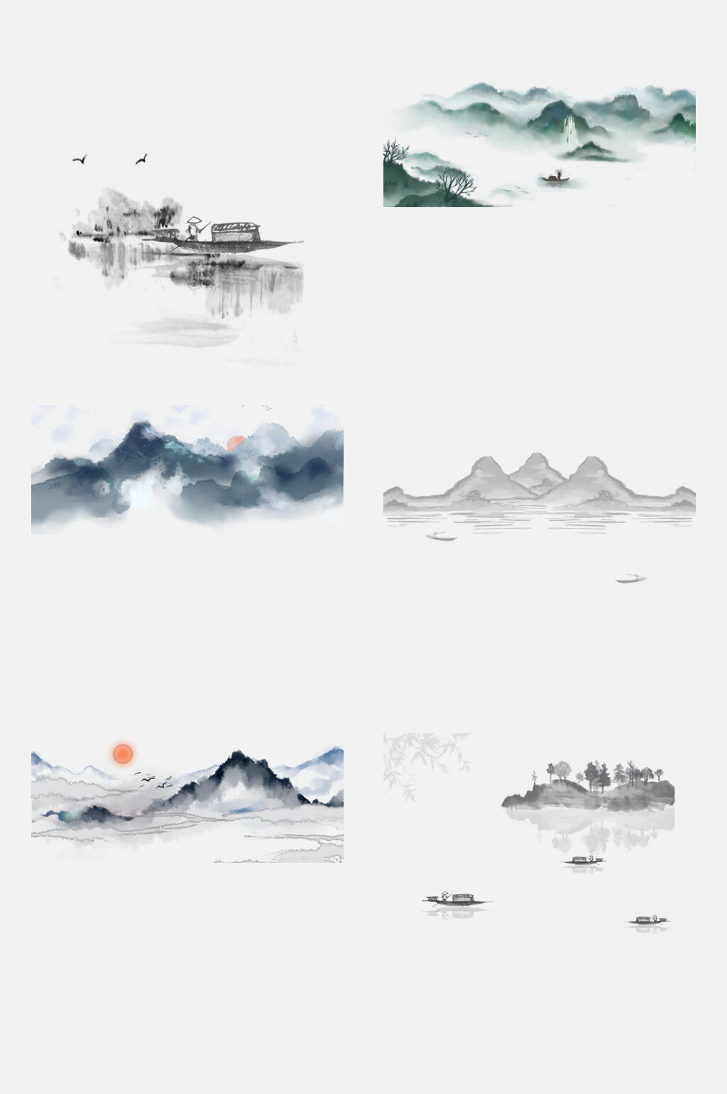 水墨山水元素素材素材