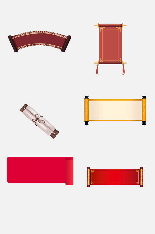 古典中式羊皮卷卷轴免扣元素