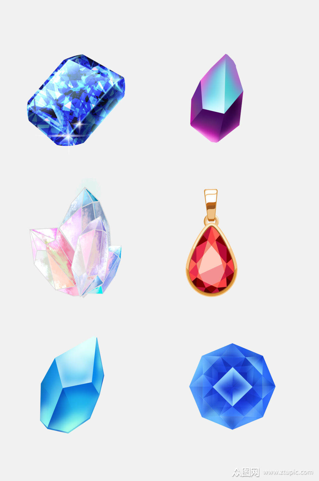 手绘画钻石宝石元素素材模板下载-编号1649503-众图网