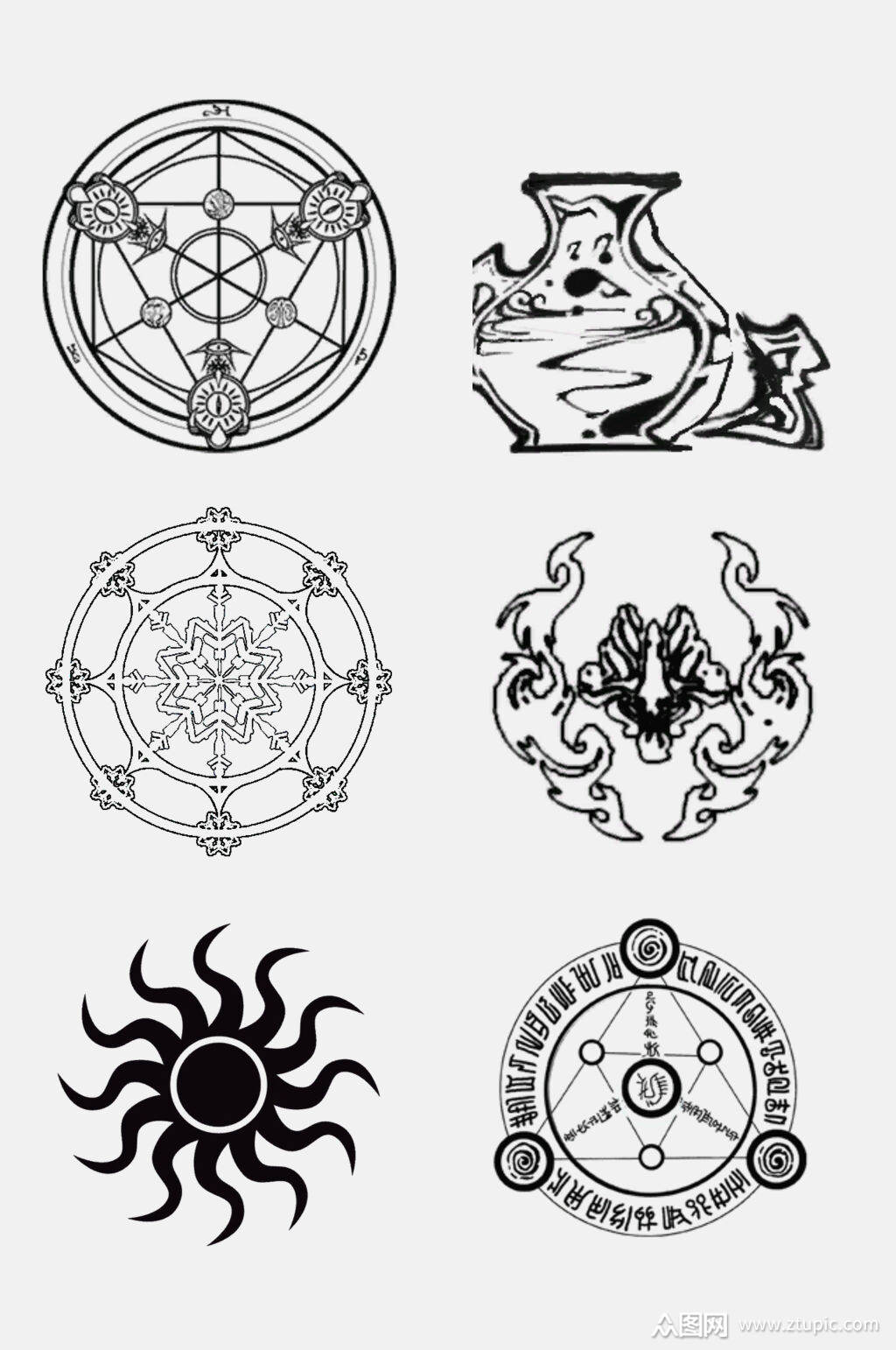 魔法阵免扣太阳变形翅膀符咒星矢设计元素5