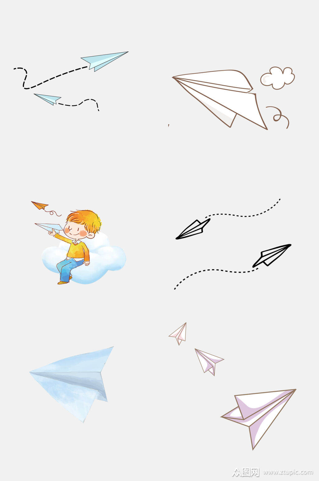 纸飞机童年时光折纸简笔画纸飞机设计元素