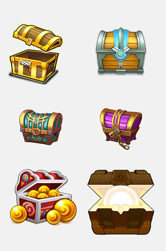 游戏宝箱宝藏箱密码箱海盗箱设计元素