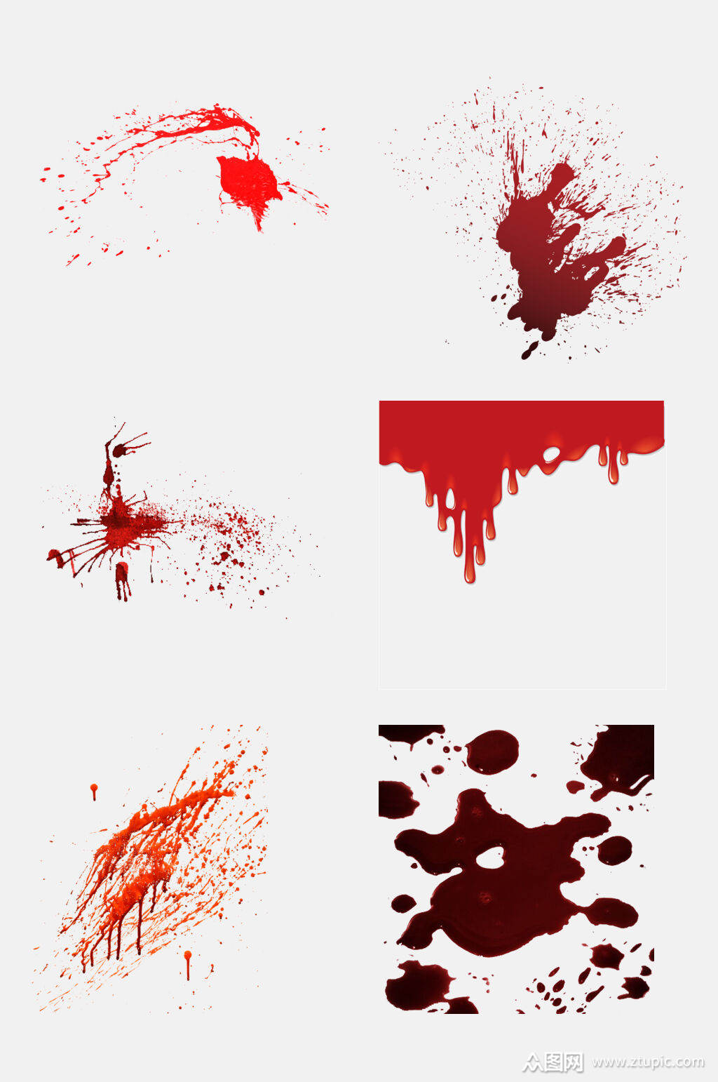 免抠元素红色血迹滩元素素材