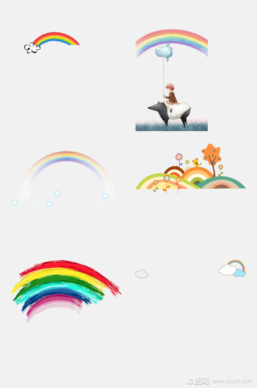 免抠元素卡通彩虹元素素材模板下载-编号1660597-众图网