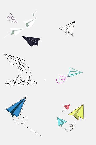 纸飞机童年时光折纸简笔画纸飞机设计元素3