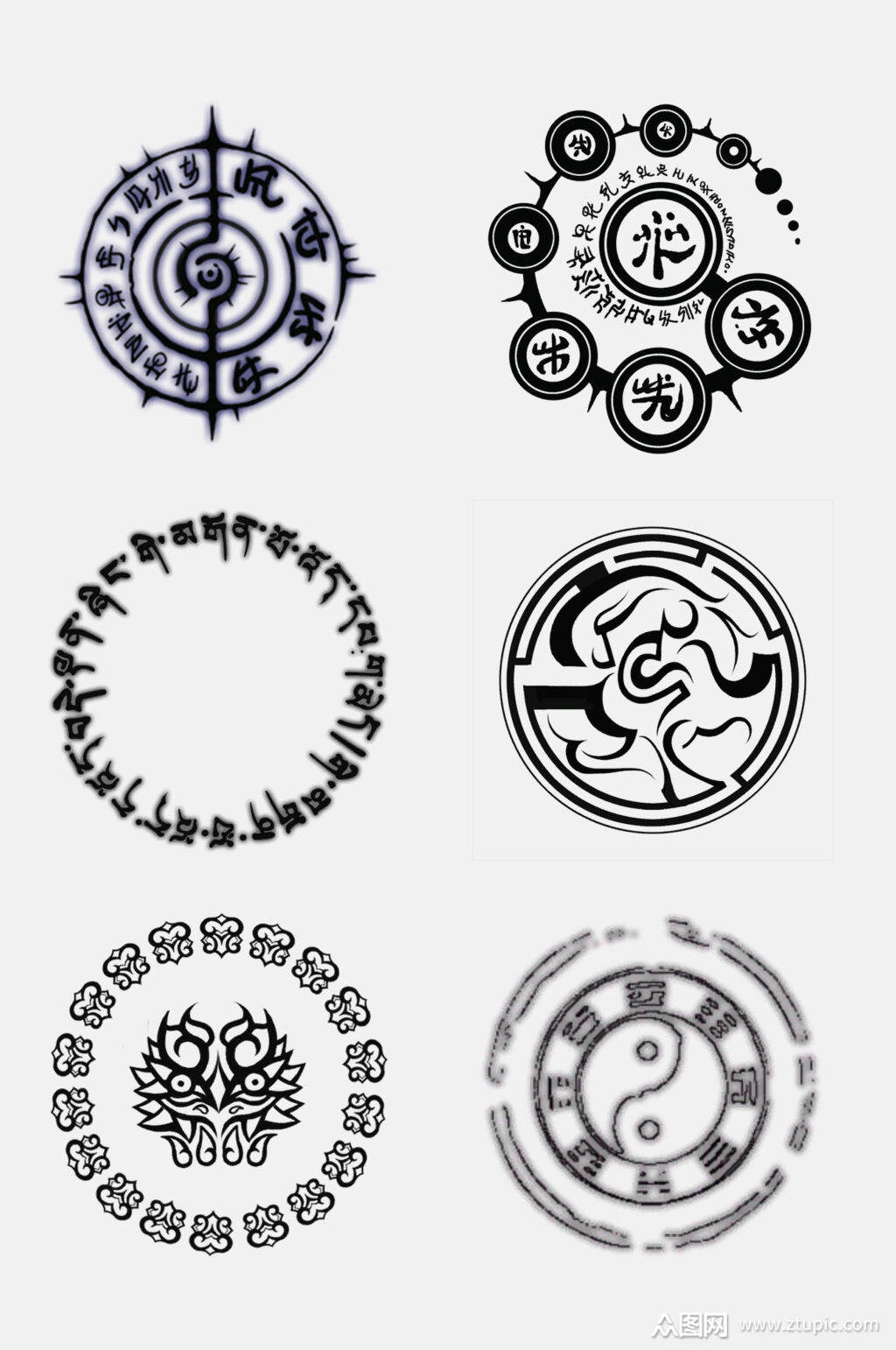 魔法阵免扣符阵莲花咒语莲花封印阵设计元素素材