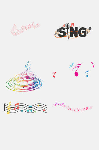 音符组合彩色音符旋律音乐设计元素5