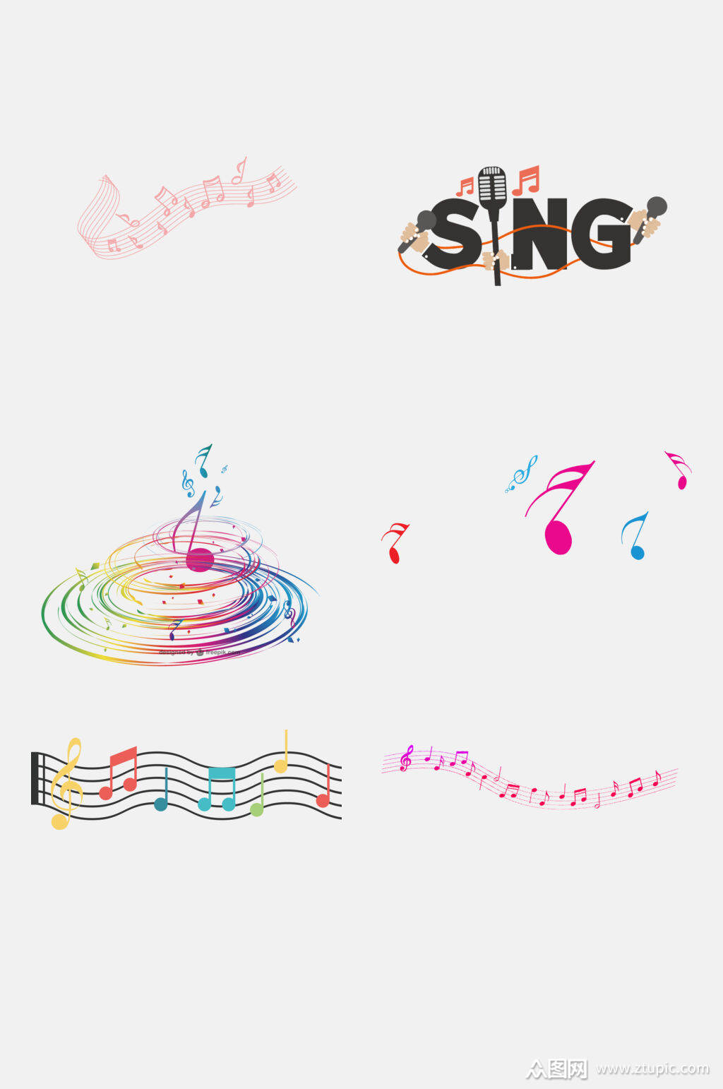 音符组合彩色音符旋律音乐设计元素5