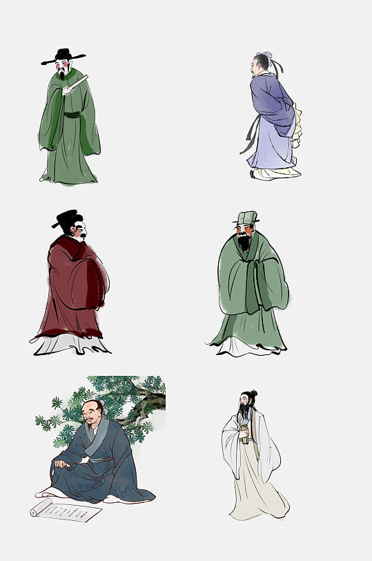 春秋战国古典人物免扣元素