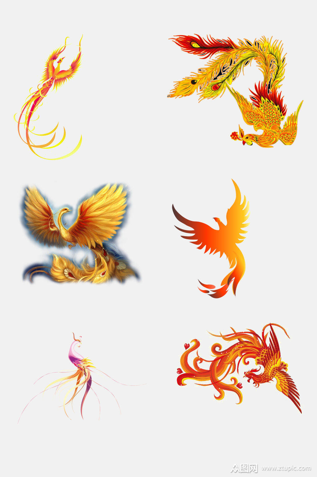 展翅金黄火焰凤凰设计元素