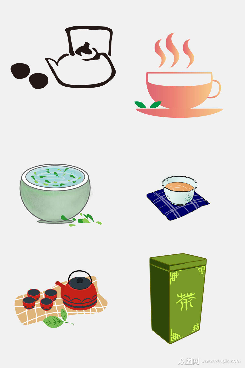 免抠元素扁平风茶元素素材素材