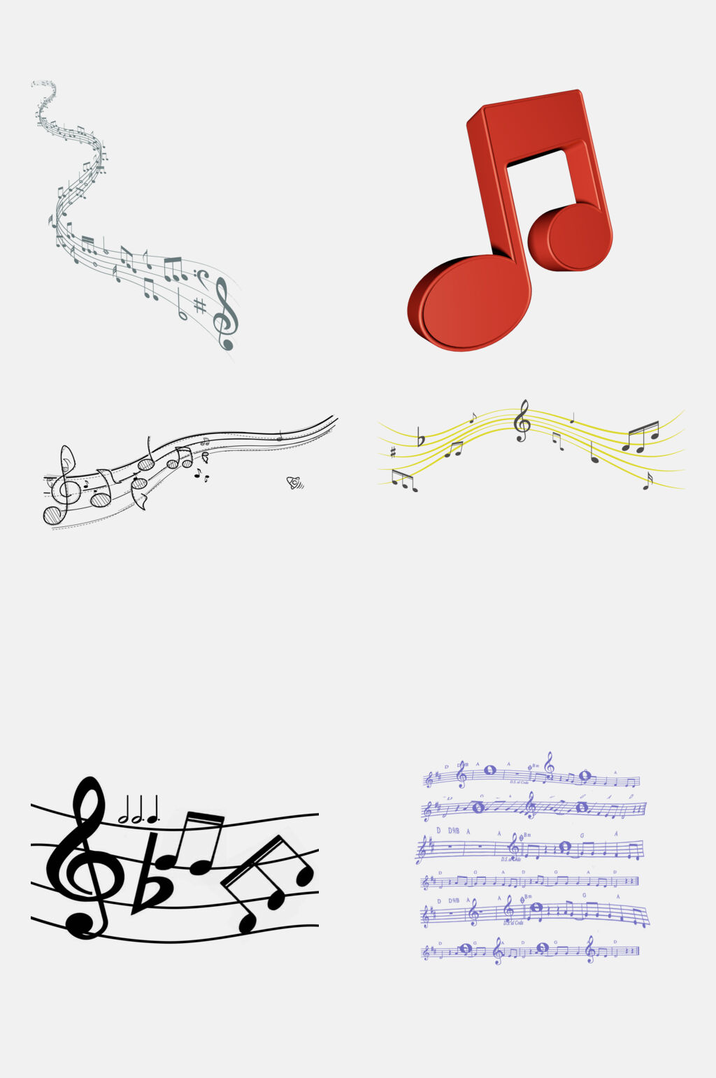音符组合彩色音符音乐旋律设计元素5素材