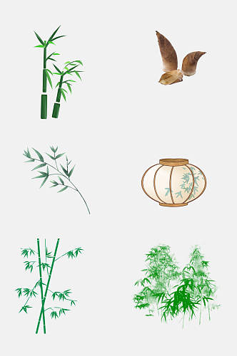 竹子叶子灯笼元素素材