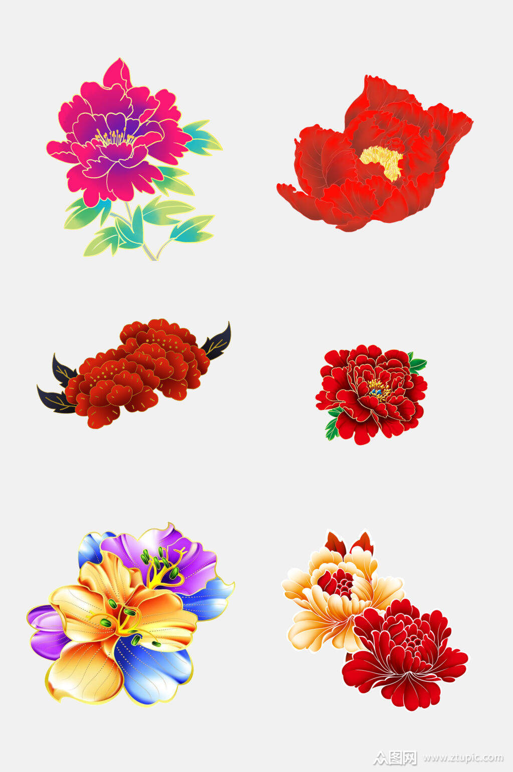 美丽富贵牡丹花元素素材