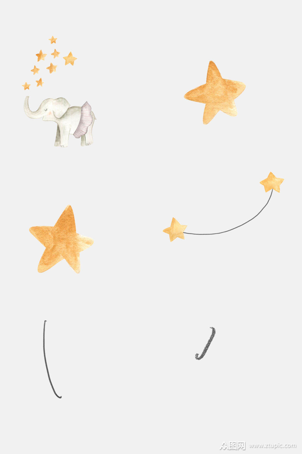 卡通动物星星元素素材
