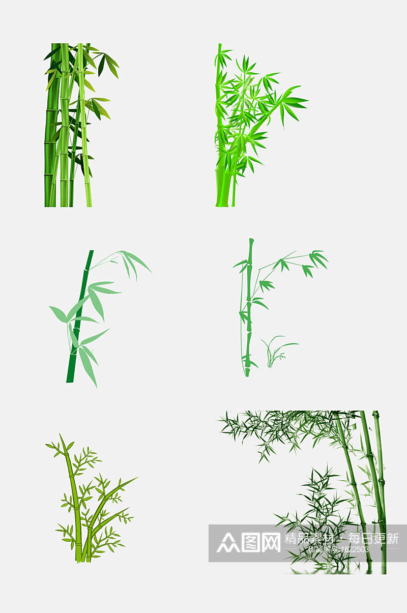 绿色竹子叶子元素素材素材