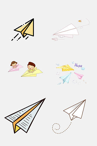 纸飞机童年时光折纸简笔画纸飞机设计元素2