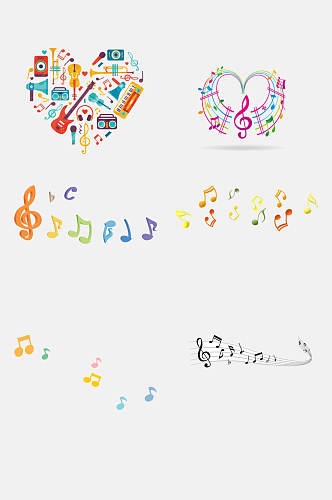 音符组合彩色音符旋律音乐设计元素1