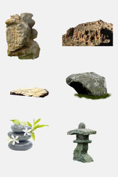 免抠元素山岩石石头鹅卵石矢量7