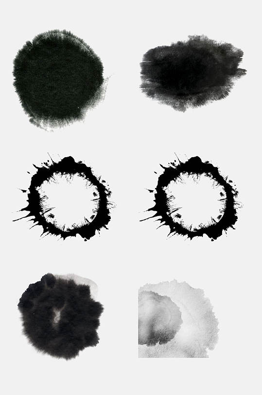 圆形水墨画元素素材