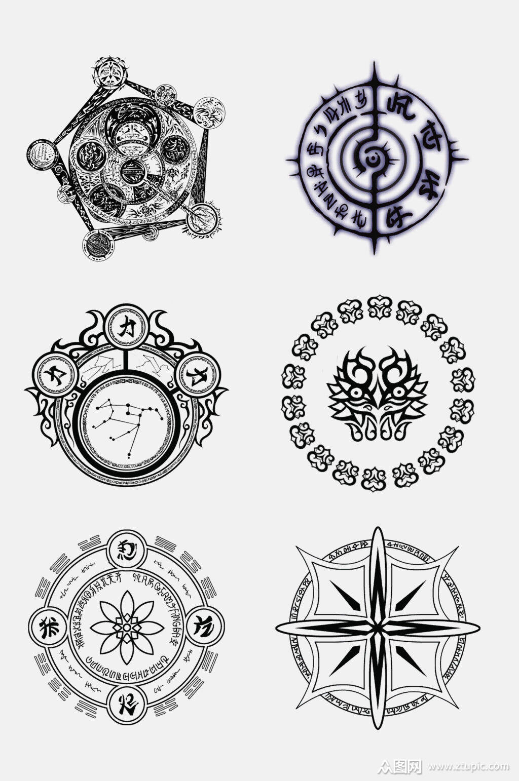 魔法阵免扣莲花咒语封印阵设计元素2