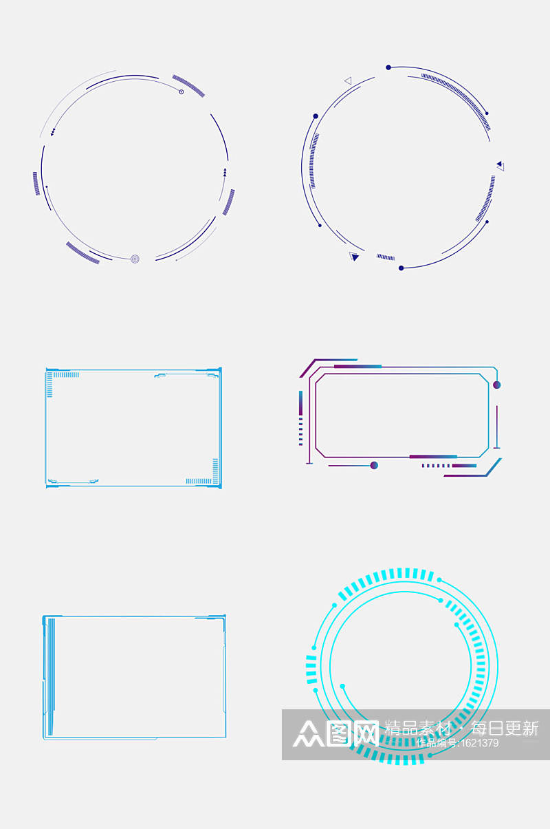 商务创意科技边框免扣元素素材