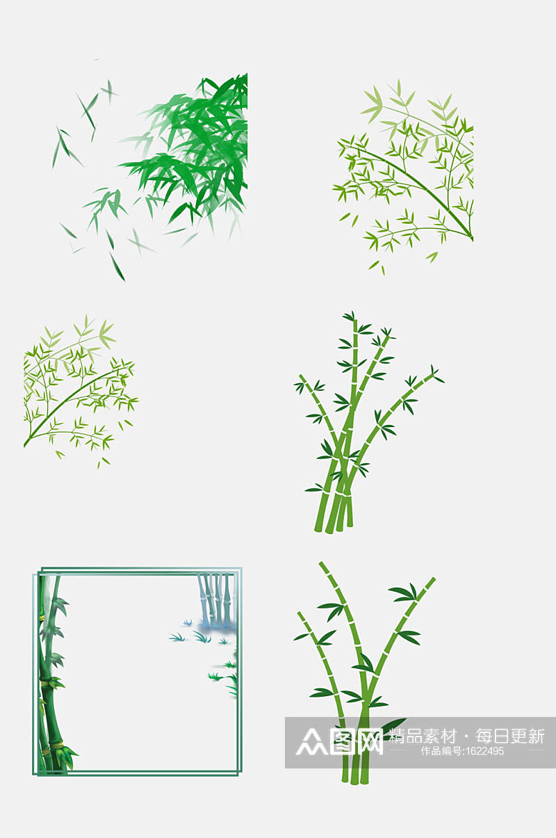 绿色竹子叶子元素素材素材