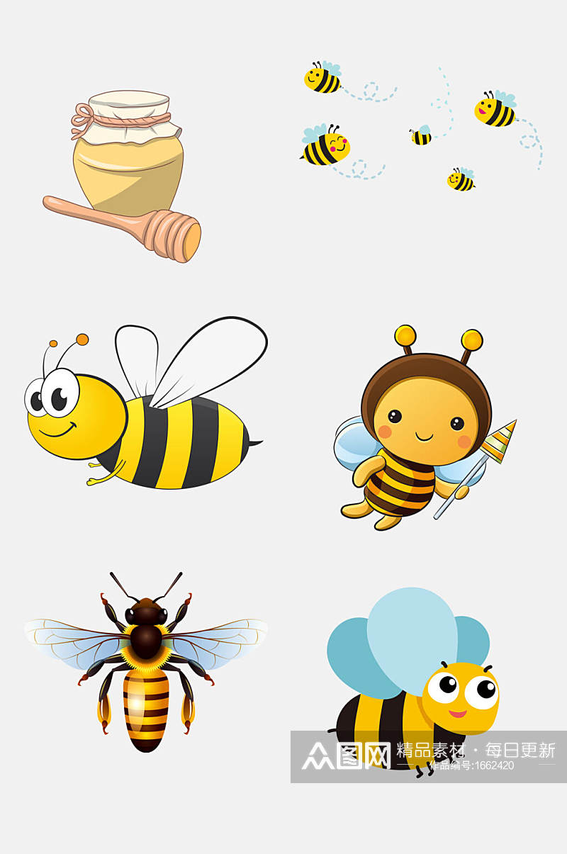 蜜蜂卡通蜜蜂蜂蜜蜂巢设计元素素材