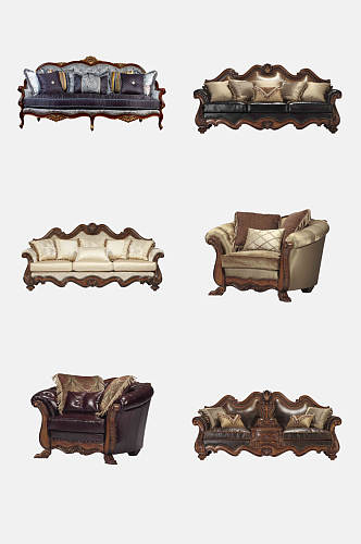 欧式品牌布艺沙发家具免抠元素