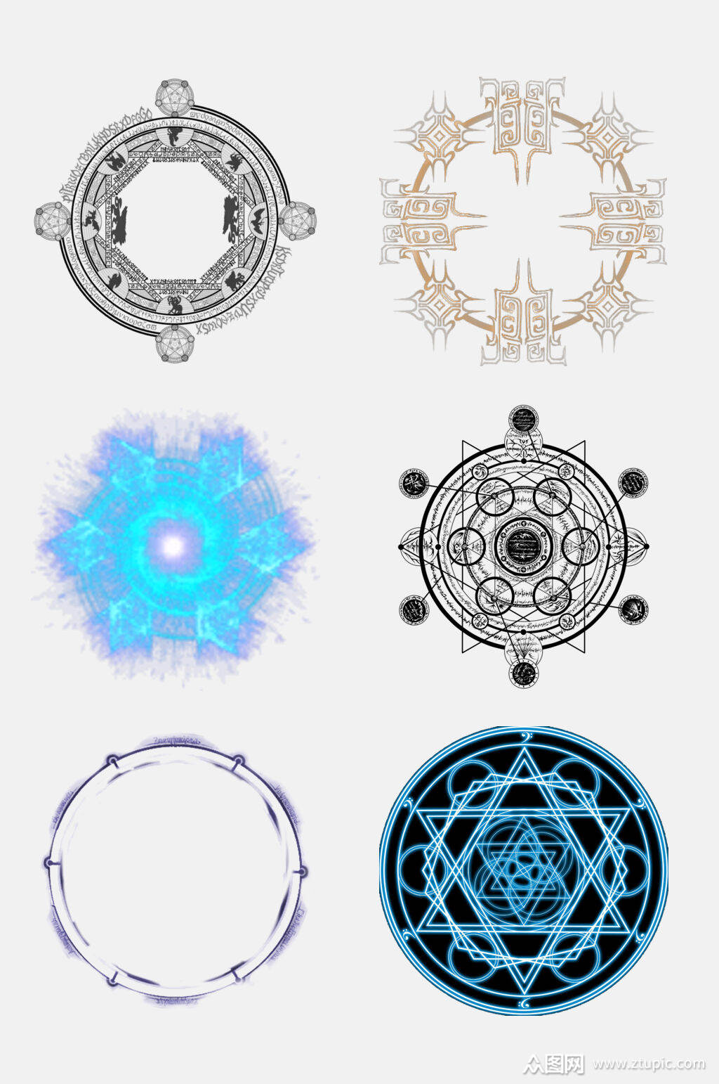 魔法阵塔罗牌变形魔法阵星矢设计元素12素材