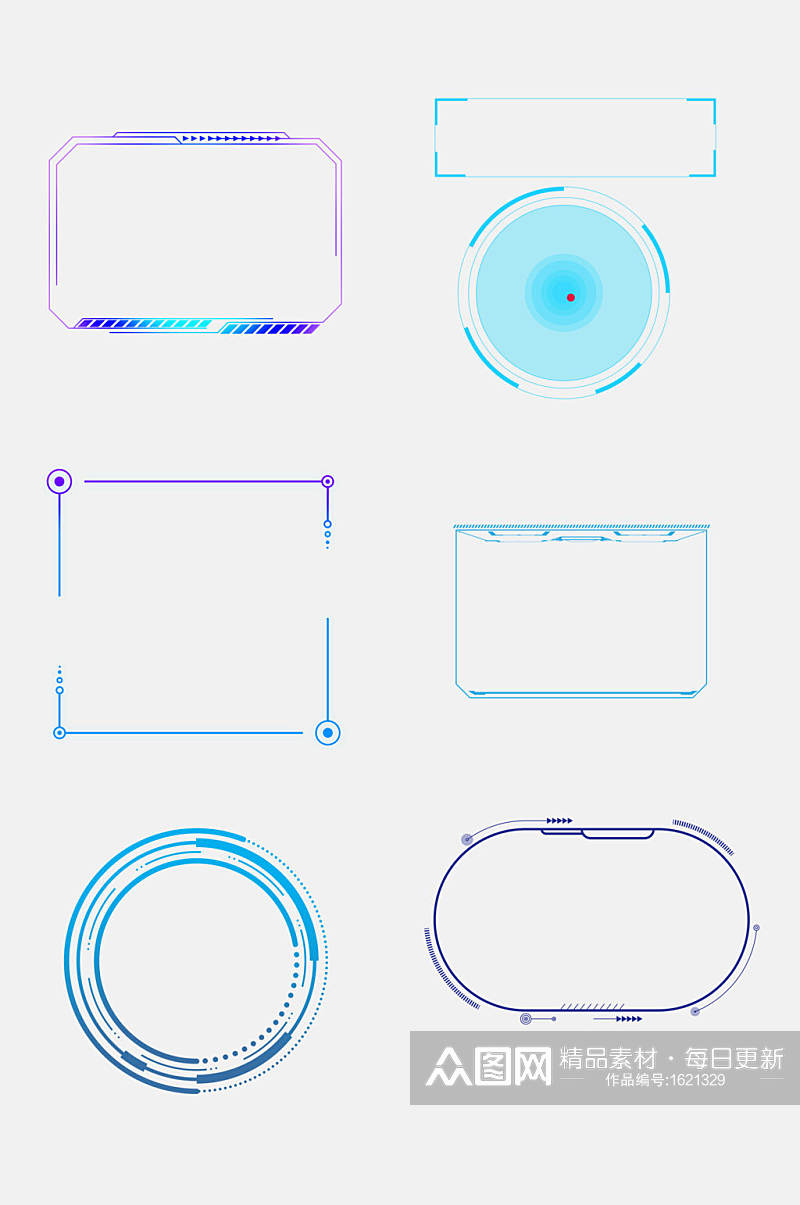 抽象人工智能科技边框免扣元素素材