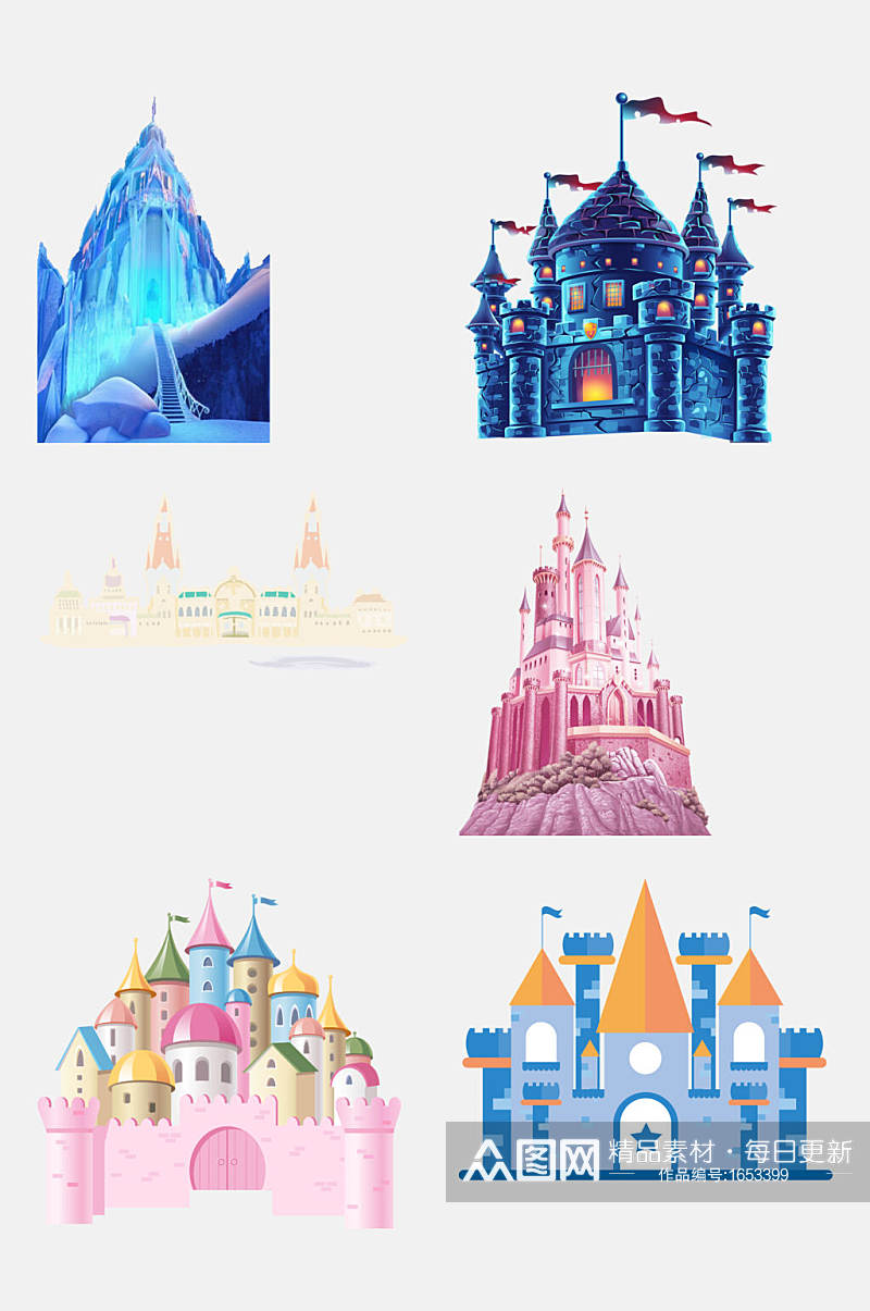 梦幻卡通城堡免抠设计元素素材
