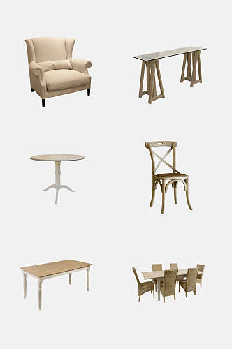 免抠设计元素长条桌子圆桌会议桌沙发凳子椅子