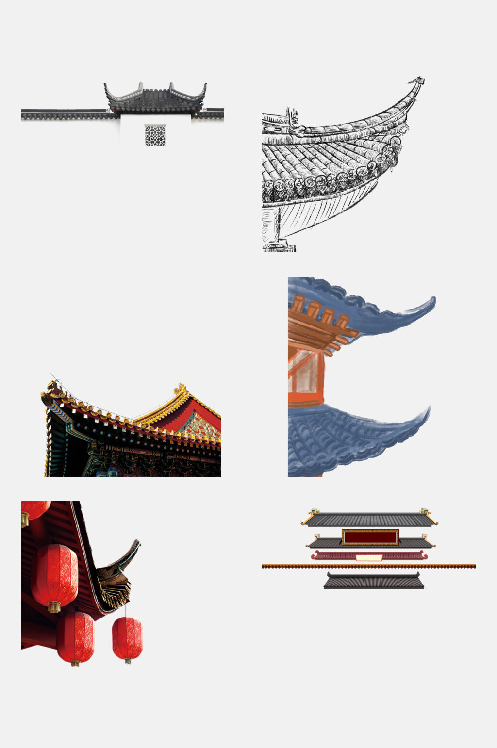 复古屋檐元素素材素材