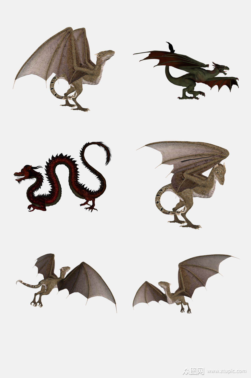 免抠元素龙与翼龙元素素材