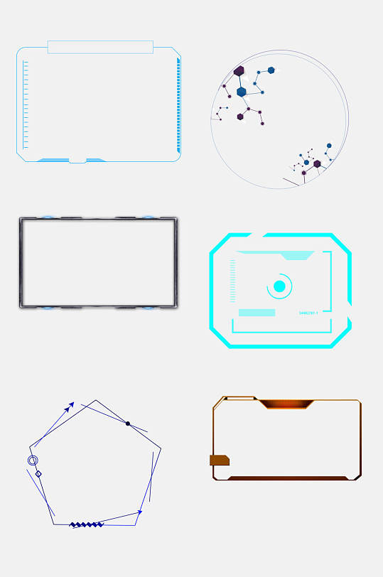 蓝色现代电子科技边框免扣元素