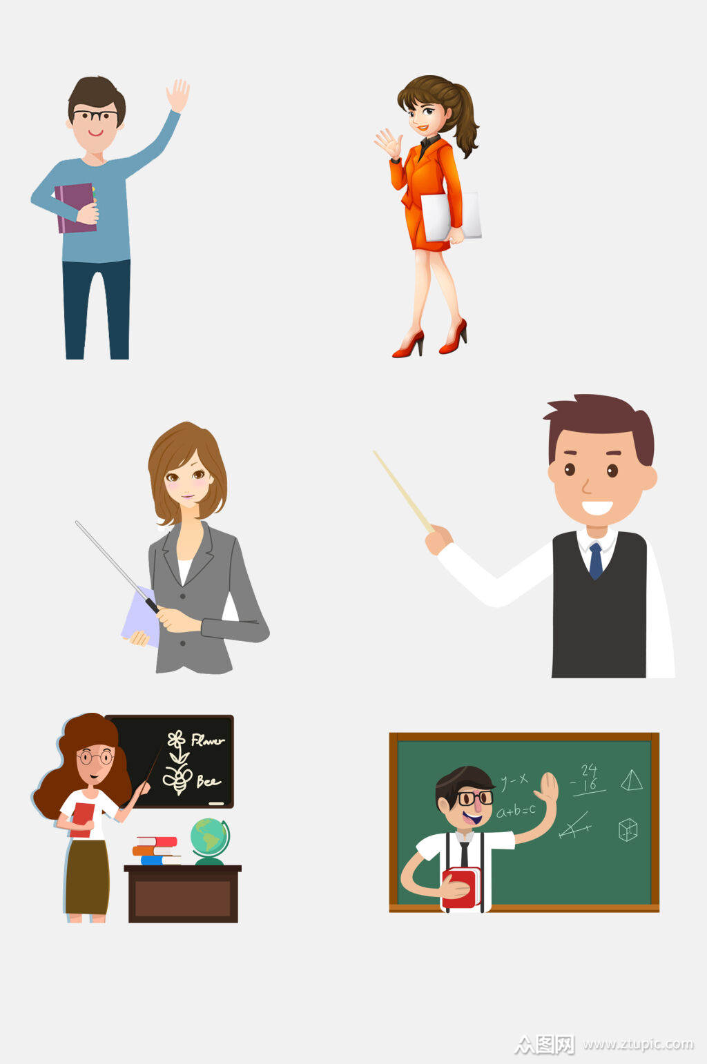 卡通漫画老师教师元素素材素材