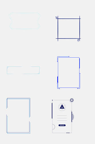 蓝色简约科技边框免扣元素